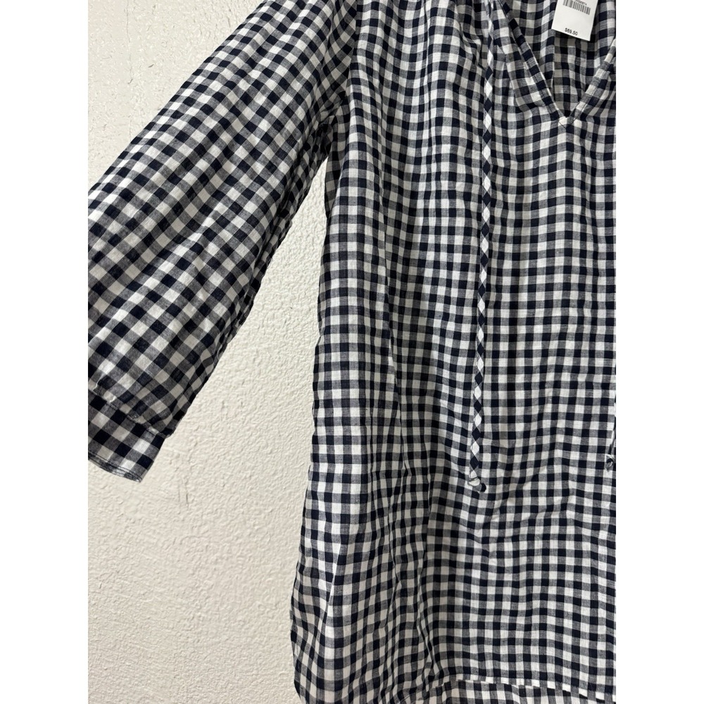 J Crew Linen Cotton Plaid Womens Top M Summer Classic Designer New - Picture 2 of 9